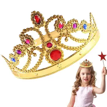 Търговия на едро с Корони на рожден Ден, Детски корони На рожден ден, Златни Царски корони, Короната на Кралица с инкрустиран със скъпоценни камъни, Изискани модели за рожден Ден