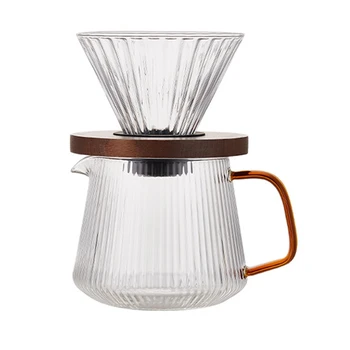 Изсипете кафе с капкомер, чай, кафе, сървър, машина за кафе, чаша за приготвяне на V02, стъклена кафе фуния, набор за приготвяне на кафе вливане B