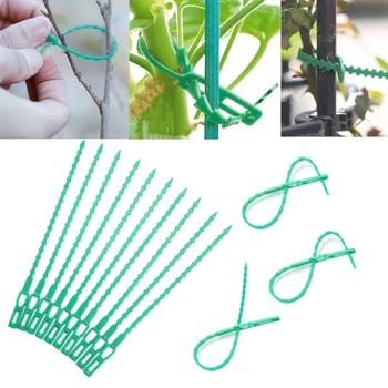 13.11.17/23 см Регулируеми пластмасови кабелни превръзки, за растенията, за многократна употреба Скрепителни елементи за градинка за градински лозя, Метална линия, инструмент за подпомагане на скално катерене