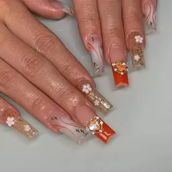 24шт Маникюр Кристален пеперуда с пълно покритие за нокти DIY Френски режийни ноктите Ballerina Long
