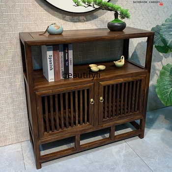 Шкаф за съхранение от масивно дърво в китайски стил, семеен чай шкаф, Стенен шкаф за съхранение в хола