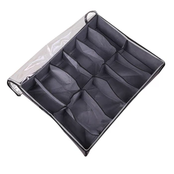 2 организатор за съхранение на обувки под леглото, сгъва на тъканта кутия-контейнер за обувки с прозрачен капак, чанта за съхранение с прозрачен прозорец