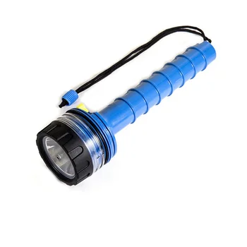 Фенер за гмуркане Професионален мощен фенер Подводен Водоустойчив led фенерче за гмуркане, авариен светлина на далечни разстояния, синьо