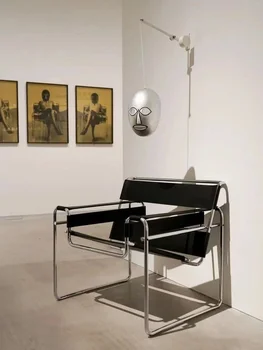 Дизайнерски стол Mania chair ins за един човек, средновековна ежедневното фотьойл-разтегателен, седло от неръждаема стомана, кожен стол за дневна и кабинет