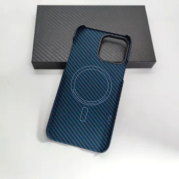 Ново Синьо Арамидное влакна За Magsafe За iPhone 13 Pro Max От Настоящето Въглеродни влакна Магнитното За iPhone13 Pro 13Promax Калъф