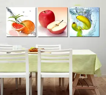 Комплект от 3 теми Плодове Декор Картина на диамантена живопис бродерия на кръстат бод-Свежа ябълка, банан, портокал Живопис Кухня с Трапезария Начало декор