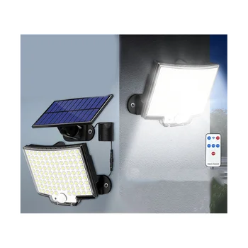 Външни слънчева светлина, 106LED прожектори с датчик за движение на слънчевата енергия с дистанционно управление, led слънчеви стенни лампи, 2 опаковки
