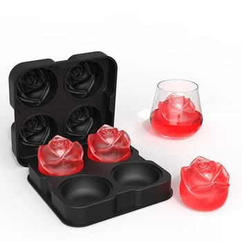 Тава за кубчета лед във формата на роза, С бункер За приготвяне на четири кубчета лед във формата На рози, лесно извлекаемый и Апарати за приготвяне на топчета лед, лесен за използване