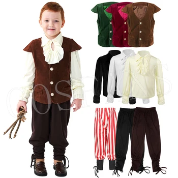 Момчето-вампир Средновековен Възраждането Викториански костюми за cosplay Ден за защита на децата Пират рицар с къдри Кралят костюм за Хелоуин