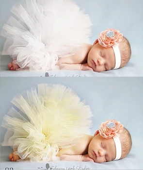 Облекло-пакет за новородени, пола за малки момичета, вязаная на една кука на дрехи за една фотосесия, пола-балон за малки момичета + превръзка на главата, бебешки комплекти от 2 теми 0-3 м