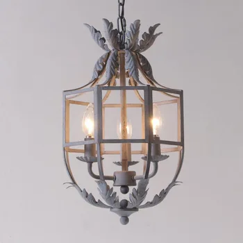 Американски селска Ретро Железен висящ лампа, окачена лампа в скандинавски стил за хол, спалня, кабинет, ресторант, Окачена лампа E14 с 3 глави
