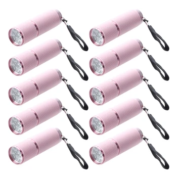 10-кратно уличен мини фенерче с розов гумено покритие за 9 led