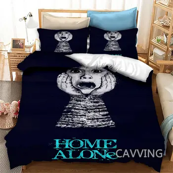 Комплект спално бельо Home Alone с 3D принтом, завивки и калъфки за възглавници, стеганое одеало (размери САЩ / ЕС / AU) Домашен текстил H02