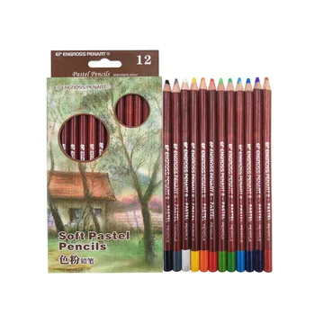 12 бр Цветни моливи, комплект дървени пастелни моливи, Инфинити пастелно молив за рисуване на художника