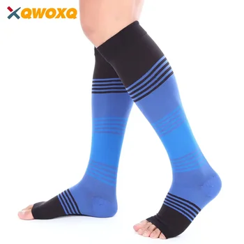 1 чифт компрессионных чорапи с отворени пръсти, подмладяващи кръвообращението гуми за долната част на краката, разширени вени, най-добрата подкрепа на кръвообращението, медицински сестри, джогинг