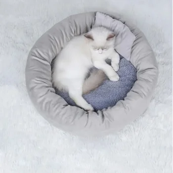Сива легло за котката, легло за куче, по-дебела, възглавници за изпращане, удобно през цялата памук кадифе Four Seasons е Подходящ за гнезда за домашни любимци