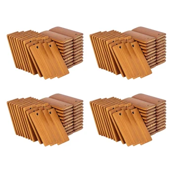 200шт правоъгълни дървени бирок 45x20 мм за ключодържатели, бамбук етикет за ключове от незаконченного дърво
