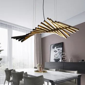 Офис полилей една лента в стила на постмодерното, хранене, бар, спалня, Скандинавски led лампа във формата на риба кост