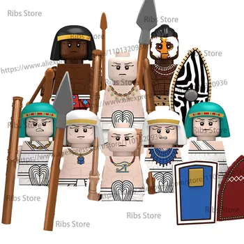Военни древните египетски фигури, строителни блокове, Гвардията на фараона, войници, войници, армия, Оръжие, щит, Тухли, играчки, Коледа D423