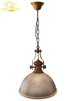 Декоративни висящи лампи в стил американски кънтри от винтажного желязо LED E27, окачена лампа от раиран стъкло, Таванско помещение, ресторант, Кухня, Балкон