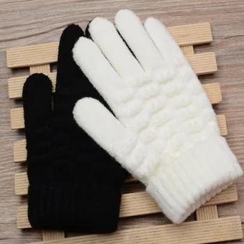 Нови модерни детски Дебели плетени калъф за Ръкавици, топли зимни Детски еластични ръкавици без пръсти За момчета и момичета, детски обикновена ръкавици с отделни пръсти