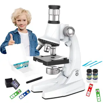 Детски комплект микроскоп 1200X Научен комплект, Определени за експерименти Детски микроскоп STEM Project Играчка с led подсветка микроскоп за начинаещи