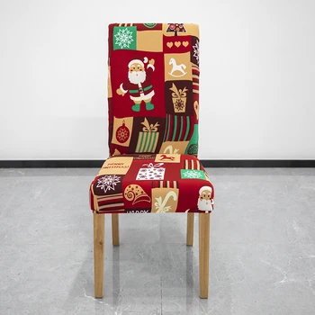Нов прием на Коледа калъф за стол от ликра Калъфи за столове за трапезария с принтом Калъф за седалка Весела Коледа