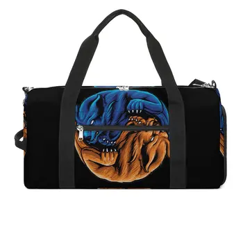Спортна чанта 3D Angry Growling Grey Wolf с абстрактно любимци, спортни чанти на открито, аксесоари за фитнес, пътна чанта, чанта за фитнес, за двойки