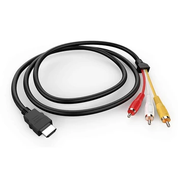 1БР HDMI Кабела-RCA 5 фута/HDMI-Съвместим с Щепсел С 3-RCA Видео-Аудио AV-Кабел За телевизор с Висока разделителна способност