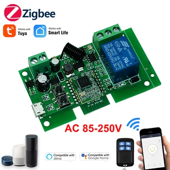 Zigbee Smart Switch Sasha APP Дистанционно Управление USB5V 12V 24V Модул 7-32V 85-250V 110V 220V 10A Превключващ Ключ Работи с Алекса