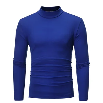 A2909 Модно топлинна бельо С яка, Мъжки Базова тениска С имитация на шията, Блуза, Пуловер, Отгоре С дълъг ръкав