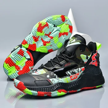 Нова мъжки баскетболни обувки, трендови баскетболни маратонки, мъжки улични маратонки на въздушна възглавница с високо качество