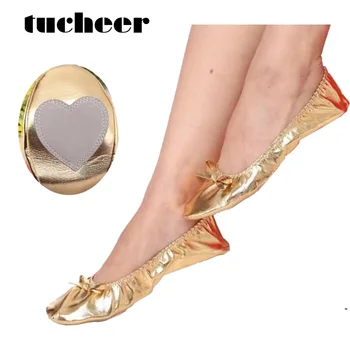 Обувки за тренировка на котешки нокът за танц на корема; Танцови обувки със златни мека подметка; Обувки за занимания с балет за говорене;