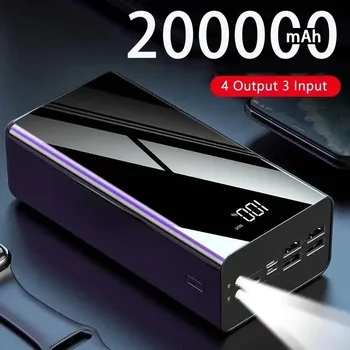 Power Bank 200000 ма Преносима Бързо Зареждане на PowerBank 100000 ма 4 USB ПоверБанк Външно Зарядно Устройство За Xiaomi Mi 9 iPhone