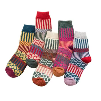 5 Двойки, празничен комплект дамски зимни чорапи, ретро Чорапи, сгъстено топло, в национален стил, Коледни подаръци по поръчка, Качество
