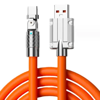 Силиконов USB кабел, мощност 120 W 6A за телефон, въртящ се на 180 Градуса, кабел за бърза за зареждане, кабел за зарядно устройство за пэда, тел, кабел
