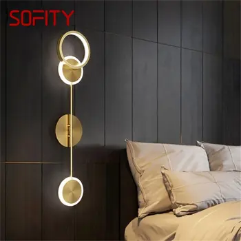 Стенен лампа SOURA Nordic креативен дизайн, златни Модерни осветителни тела, Латунное led стенни лампи за вътрешно осветление