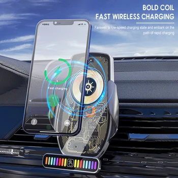 Кола за безжичното зареждане с възможност за регулиране на цветовата светлина Авто Навигация притежателя Автоаксесоари