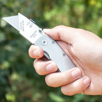 Мини Многофункционален сгъваем нож Преносим нож за хартия от неръждаема стомана САМ Канцелярский нож Box Кътър Инструменти за къмпинг