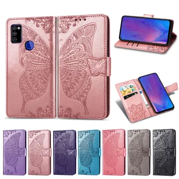 Флип кожен калъф за Samsung Galaxy M51 калъф 3D Пеперуда на цвете портфейла карта на задния капак за Samsung M51 телефон чанта за носене
