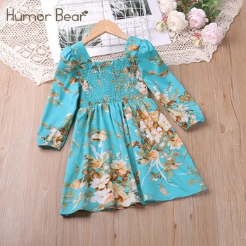 Humor Bear/ Нова рокля с дълги ръкави за момичета, с Фрагментира Цветя, скъпи Ежедневна рокля в Ретро стил от 2 до 6 години