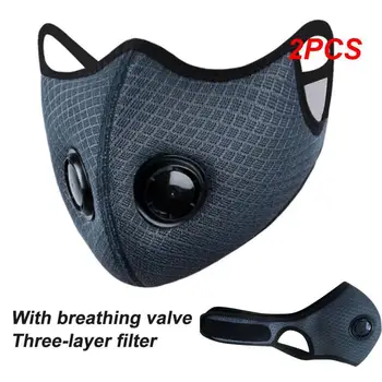 Велосипедна маска от 2 теми, външен респиратор, защитна маска с двойно дихателни капак, Дишаща защитна маска с филтър против пръски
