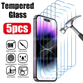 5ШТ Защитно Стъкло За iPhone 15 14 13 12 11 Pro Max Mini Screen Protector За iPhone 15 14 8 7 Plus X XS Max XR SE 2020 2022