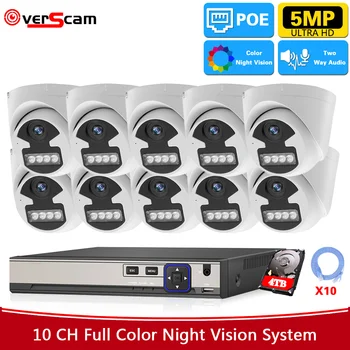 10CH 4K NVR Система за Сигурност Цветно Нощно Виждане 5MP POE IP Куполна Камера Комплект 4CH Вътрешния Домашно видео наблюдение Комплект Система за Видеонаблюдение P2P