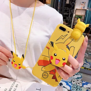 Калъф За телефон Pokemon Pikachu С Държач-Въже За Samsung Galaxy S7 Edge S8 S9 S10 S20 S21 S22 S23 Plus Ultra S21FE Забележка 9 10