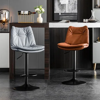 Бар столове Nordic Кресло, табуретка, Изчистен Модерен въртящ се бар стол, Кухненски кожена банкетка Alta Para Cozinha, Аксесоари за бар
