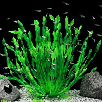 1бр Изкуствени подводни растения Аквариум рибки Украса от водорасли, Зелена Лилава Украса за гледане на водна билки за дома