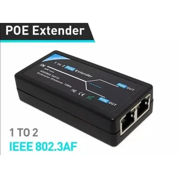 2-port POE-удължител 100 Mbps със стандарта IEEE 802.3 af за IP камерите NVR AP IP ГЛАС POE Разширява обхвата на POE на 100 метра