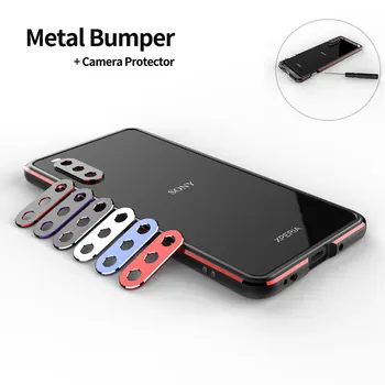 Луксозен калъф за Sony Xperia 10 iii Case 1 III С Алуминиева Метална Броня и Тънка Кожена Защитно покритие За Телефона + Защита на Обектива Carmera