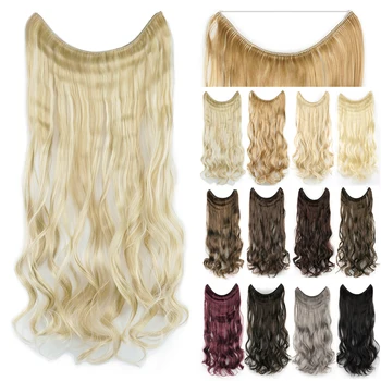 Дълги светли синтетични косми е Soowee, изкуствена коса от рибеното линия, невидими вълнообразни кичури за удължаване на коса Extenciones De Cabello